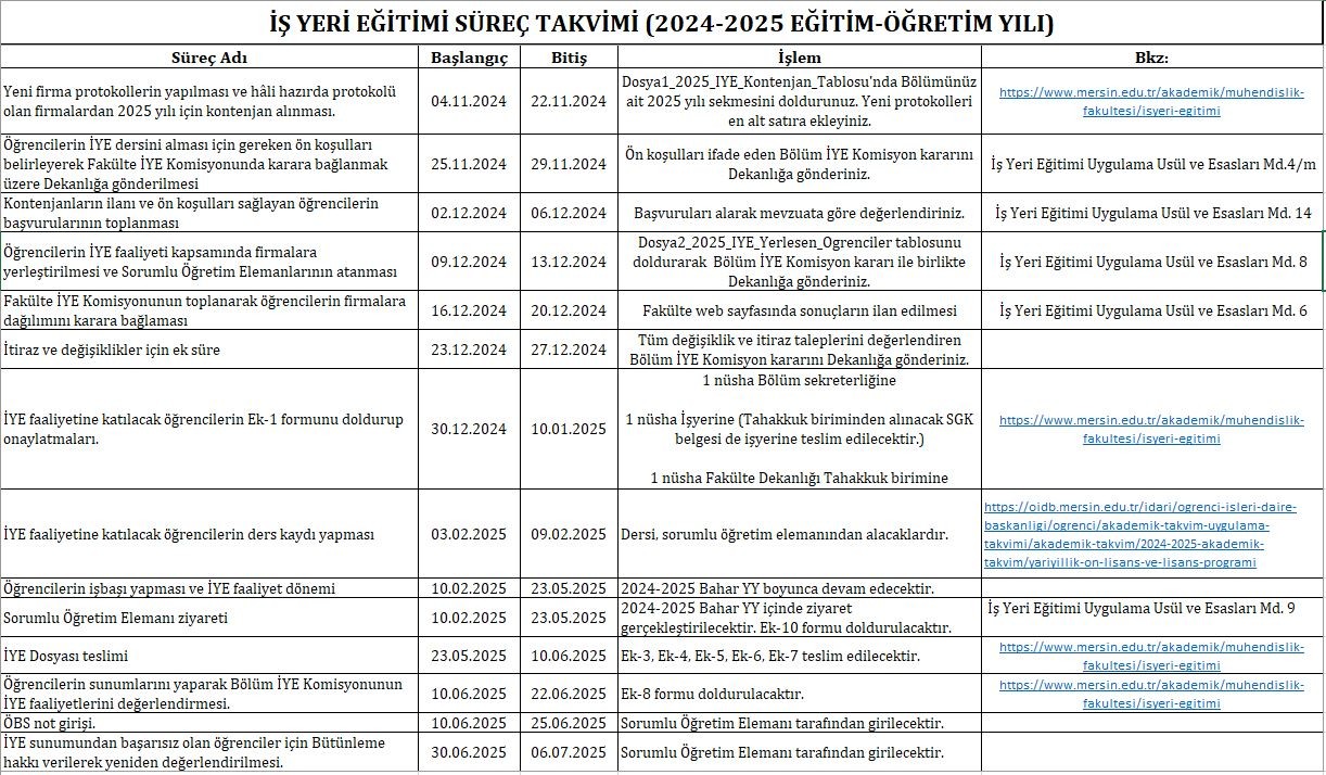  2024-2025 İş Yeri Eğitimi Duyurusu detayı için tıklayınız