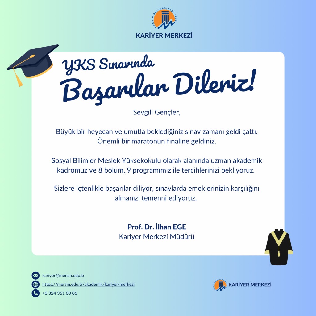 YKS Sınavında Başarılar Dileriz detayı için tıklayınız