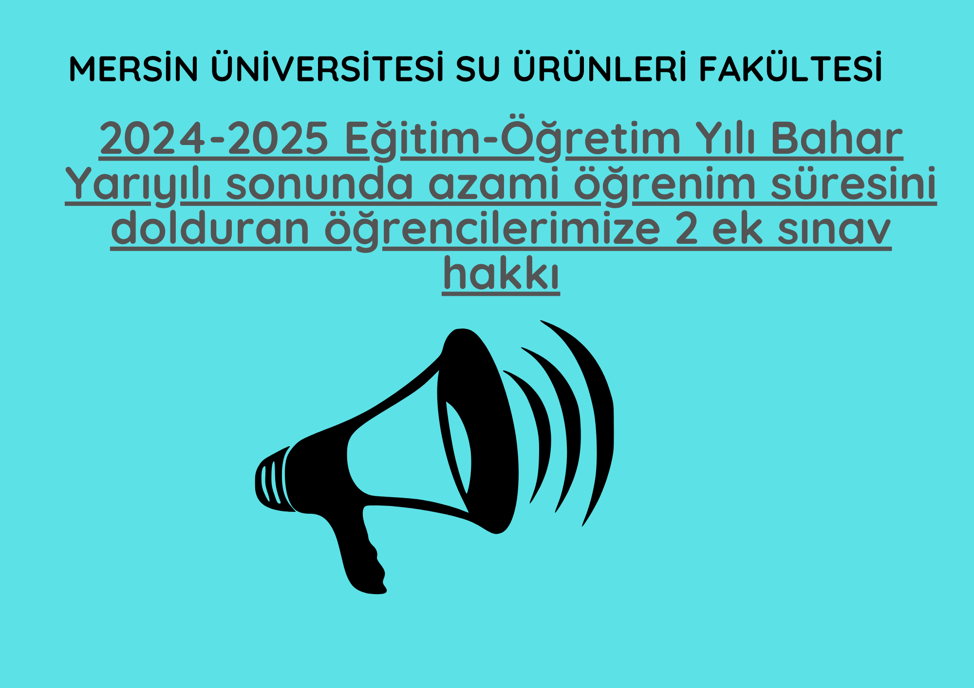 2024-2025 Eğitim-Öğretim Yılı Bahar Yarıyılı sonunda azami öğrenim süresini dolduran öğrencilerimize 2 ek sınav hakkı detayı için tıklayınız