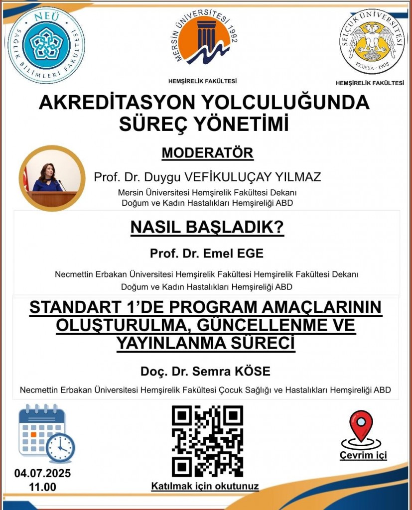 Akreditasyon Yolculuğunda Süreç Yönetimi Başlıklı Çevrim İçi Toplantı Gerçekleştirilecektir detayı için tıklayınız